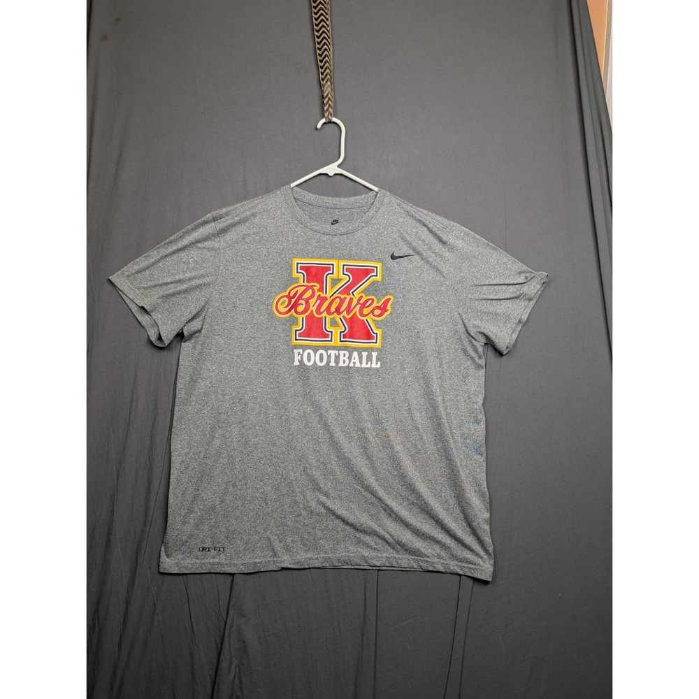 Nike Mens XXL Gray Dri-FIT K Braves Football Graphic Short Sleeve T-Shirt